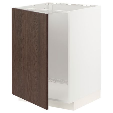 METOD Напольный шкаф для мойки - белый/Sinarp коричневый 60x60 см