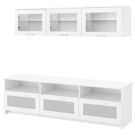 Шкаф для ТВ, комбинация, белый 180x41x190 см IKEA BRIMNES БРИМНЭС 093.968.41