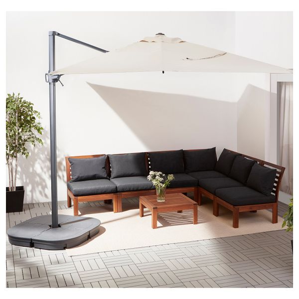 Зонт от солнца с опорой, наклонный бежевый/темно-серый 330x240 см IKEA SEGLARÖ СЕГЛАРО / SVARTÖ СВАРТО 192.290.07 - фото 3