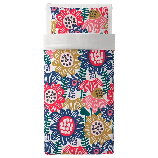 Пододеяльник и 1 наволочка, белый, разноцветный 150x200/50x70 см IKEA СОММАРАСТЕР 904.233.16 - схема-чертеж с размерами