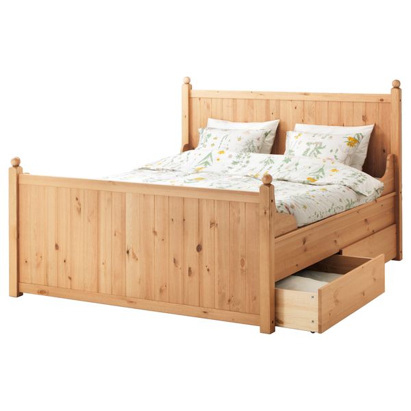 Каркас кровати с 4 ящиками ГУРДАЛЬ, светло-коричневый, Леирсунд - фото 2