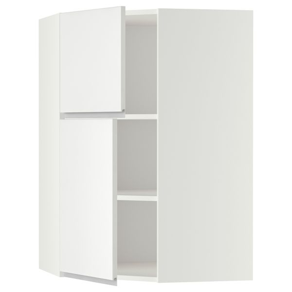 Угловой навесной шкаф + полки, 2 дверцы МЕТОД, белый, Нодста белый (68x100 см) - схема-чертеж с размерами