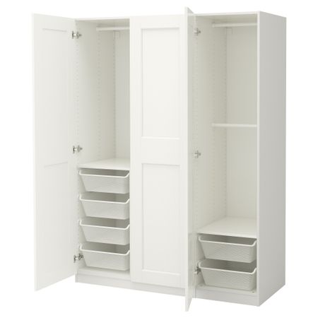 Гардероб, белый, белый, 150x60x201 см IKEA PAX ПАКС, GRIMO ГРИМО 992.192.12