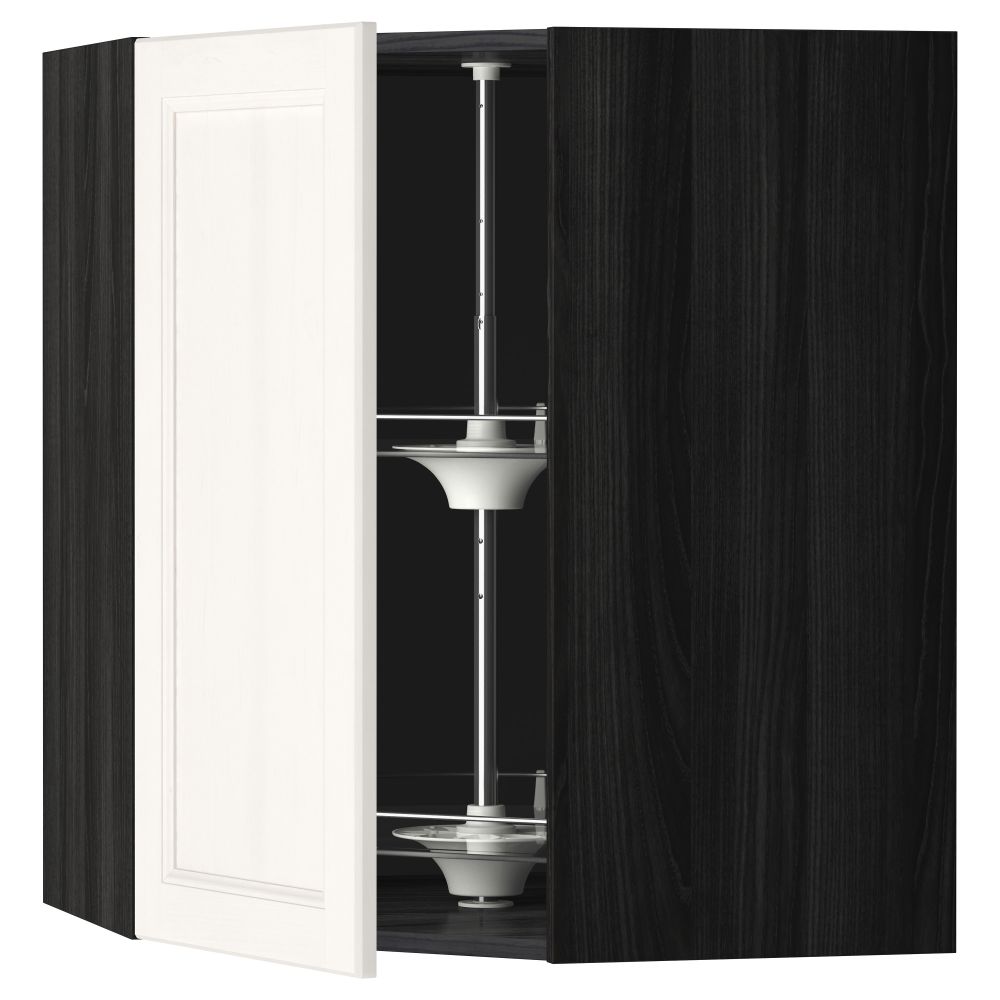 Угловой навесной шкаф с вращающейся секцией МЕТОД, черный, Лаксарби белый - схема-чертеж с размерами