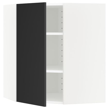 Угловой навесной шкаф с полками, белый/Юдевалла антрацит 68x80 см IKEA METOD МЕТОД 992.403.98