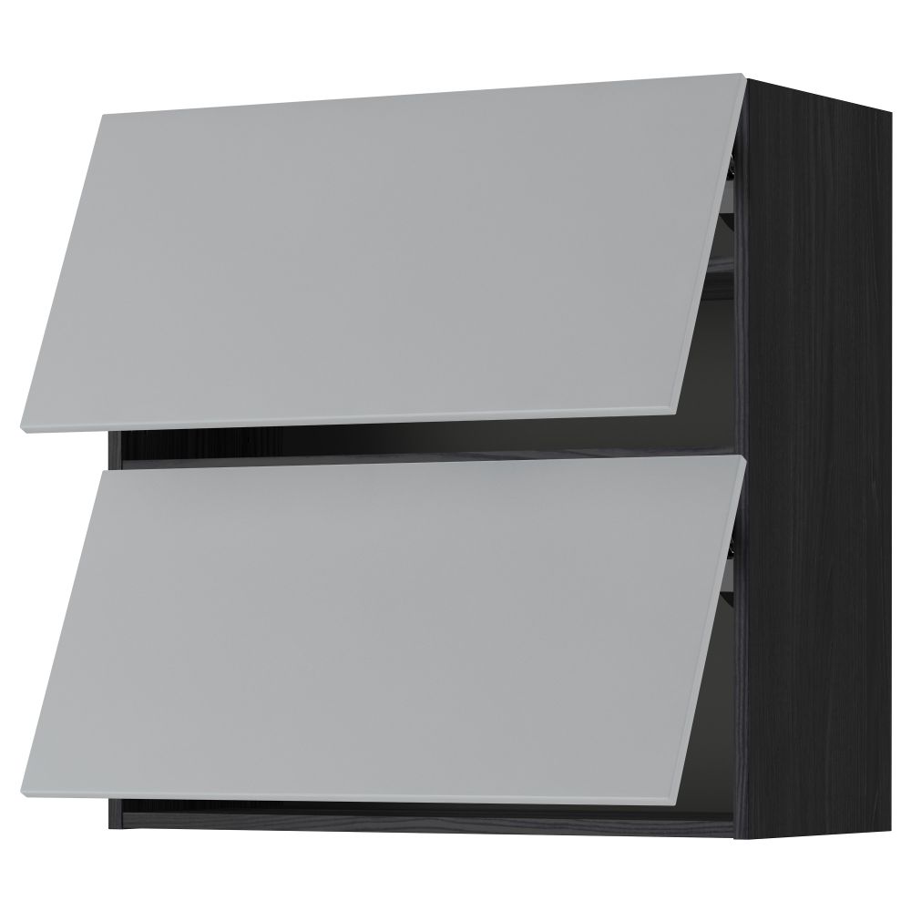 Навесной шкаф, 2 дверцы, горизонтальный МЕТОД, черный, Веддинге серый - схема-чертеж с размерами