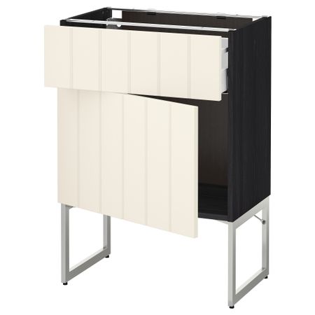 Напольный шкаф с ящиком, дверью МЕТОД / МАКСИМЕРА, черный, Хитарп белый с оттенком