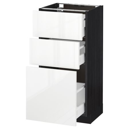 Напольный шкаф с 3 ящиками МЕТОД / МАКСИМЕРА, черный, Рингульт белый