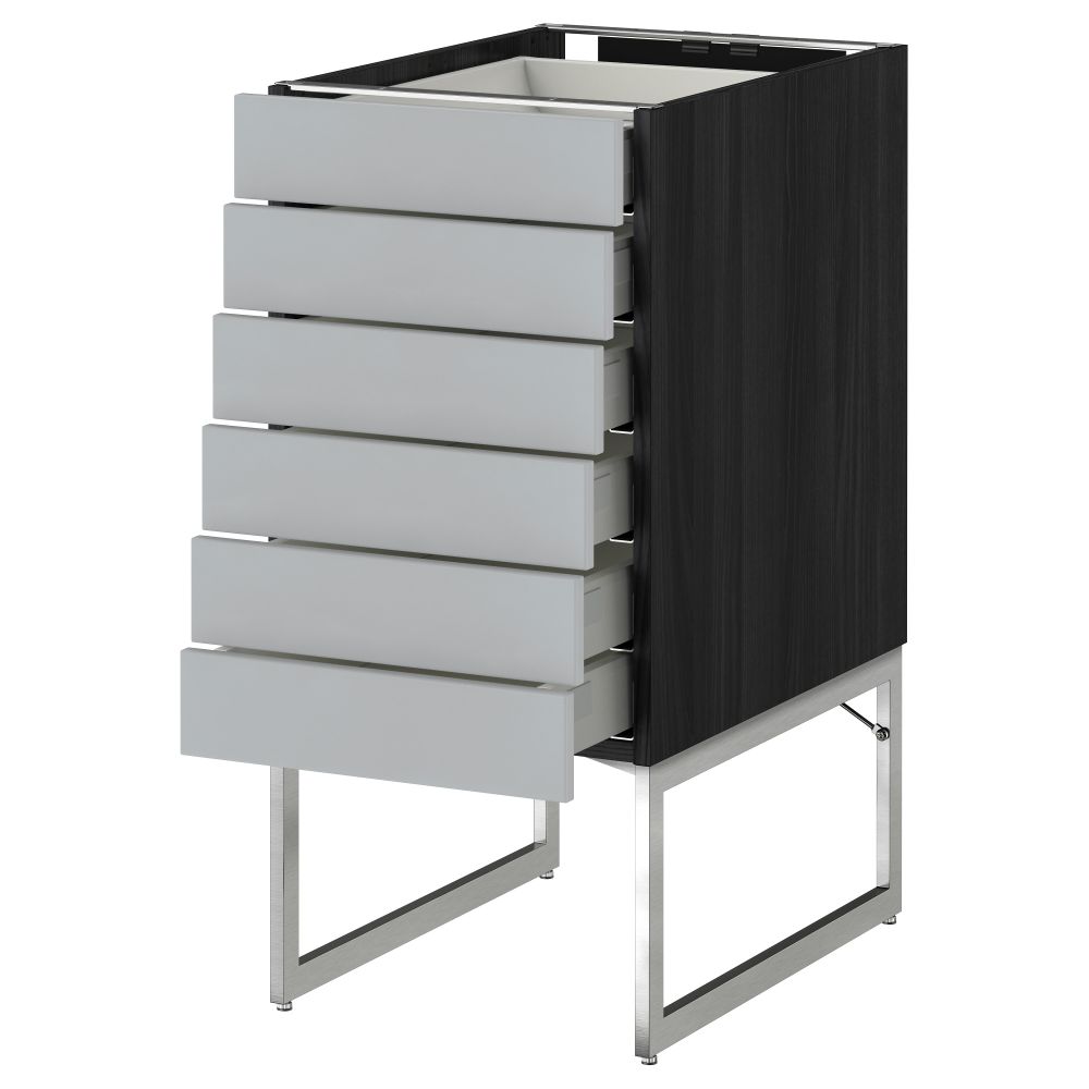 Напольный шкаф 6 фронтальных панелей, 6 нижних ящиков МЕТОД / МАКСИМЕРА, черный, Веддинге серый - схема-чертеж с размерами