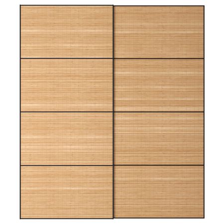 Пара раздвижных дверей, темный бамбук 200x236 см IKEA FJELLHAMAR ФЬЕЛЬХАМАР 393.114.78