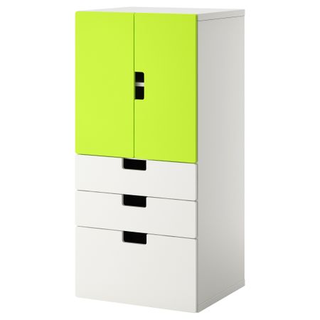 Комбинация для хранения с дверцами, ящиками СТУВА, белый, зеленый (60x50x128 см)