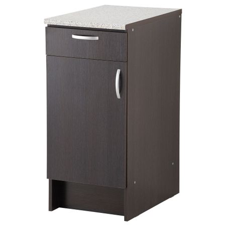 Напольный шкаф с дверью и ящиком АЛЬБРУ, черно-коричневый (40x89 см)