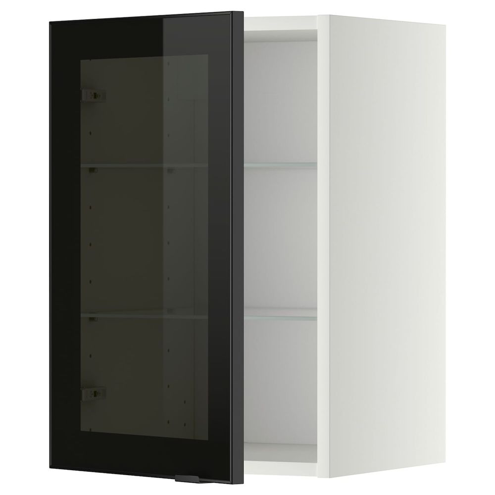 Навесной шкаф с полками, стекляными дв, белый/Ютис дымчатое стекло 40x60 см IKEA METOD МЕТОД 593.305.79 - фото 1