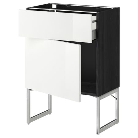 Напольный шкаф с ящиком, дверью МЕТОД / МАКСИМЕРА, черный, Рингульт белый