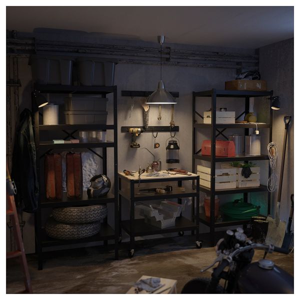 Комбинация с полками/тележкой 255x54x190 см IKEA BROR БРУР 592.756.72 - схема-чертеж с размерами