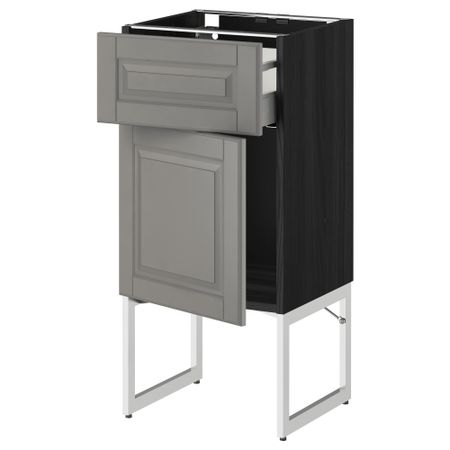 Напольный шкаф с ящиком, дверью МЕТОД / МАКСИМЕРА, черный, Будбин серый