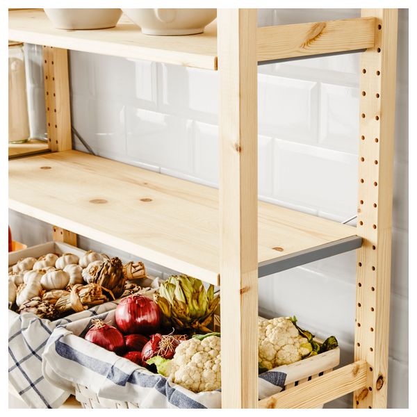 3 секции, полки ИВАР, сосна (219x30x226 см) - схема-чертеж с размерами