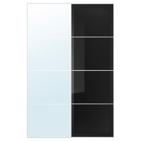 Пара раздвижных дверей, зеркальное стекло, серое стекло 150x236 см IKEA АУЛИ / УГГДАЛЬ 593.111.99 - схема-чертеж с размерами