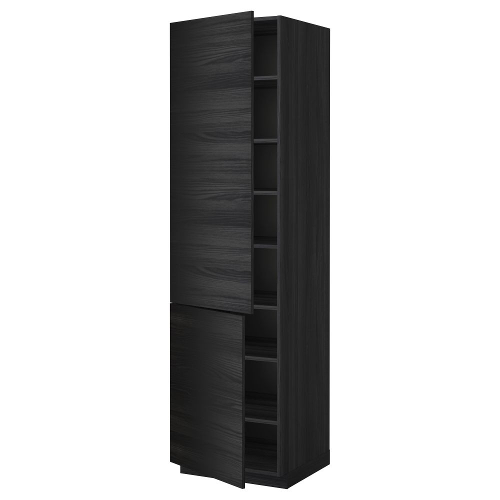 Высокий шкаф с полками, 2 дверцы МЕТОД, черный, Тингсрид черный - схема-чертеж с размерами