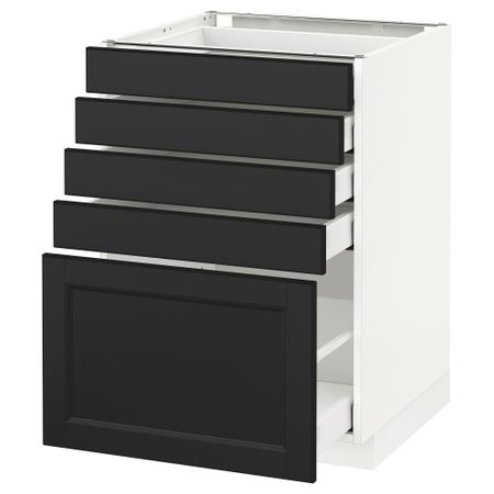 Напольный шкаф с 5 ящиками МЕТОД / МАКСИМЕРА, белый, Лаксарби черно-коричневый