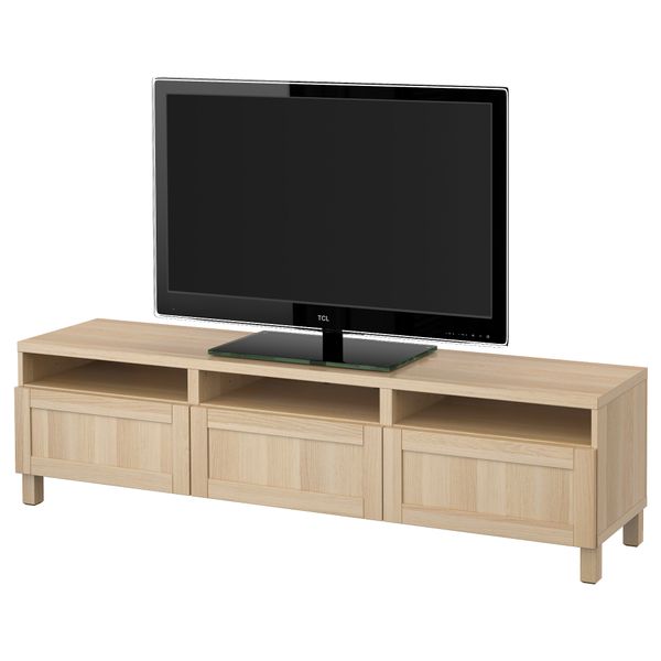 Тумба для ТВ с ящиками БЕСТО, Ханвикен под беленый дуб (180x40x48 см) - фото 1