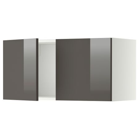 Навесной шкаф с 2 дверями МЕТОД, белый, Рингульт серый (80x40 см)