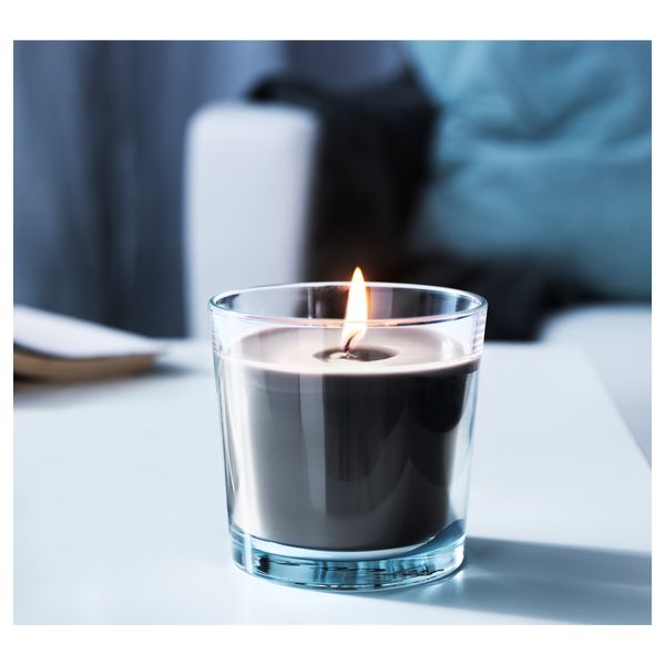 Ароматическая свеча в стакане СИНЛИГ, эффект спа серый, серый (9 см) - фото 3