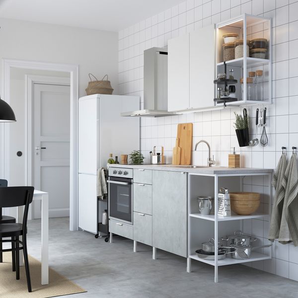 Кухня, 203x63.5x222 см, белый, под бетон белый IKEA BEGIVENHET БЕГИВЕНХЕТ 193.374.03 - фото 3