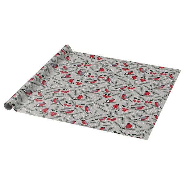 Рулон оберточной бумаги, орнамент «птица» серый 3x0.7 м IKEA VINTER 2021 ВИНТЕР 2021 004.992.83 - фото 1