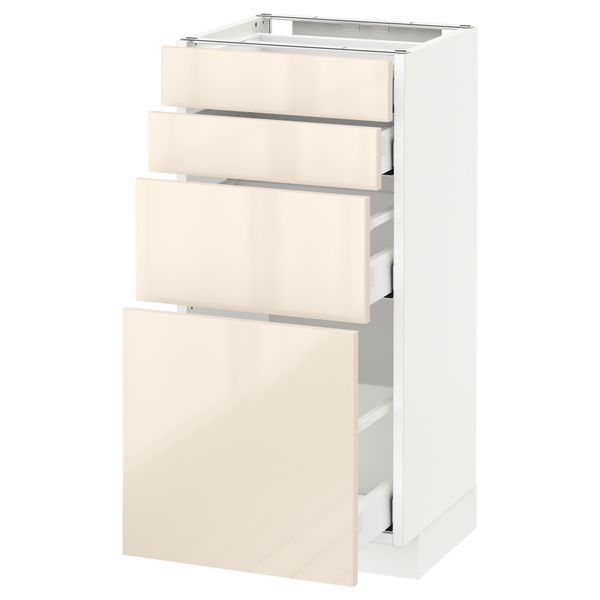 Напольный шкаф 4 фронтальных панели, 4 ящика МЕТОД / МАКСИМЕРА, белый, Рингульт кремовый - схема-чертеж с размерами
