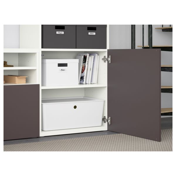 Шкаф для ТВ, комбинированный, стекляные дверцы БЕСТО, белый, Вальвикен темно-коричневый, прозрачное стекло (300x40x230 см) - фото 3