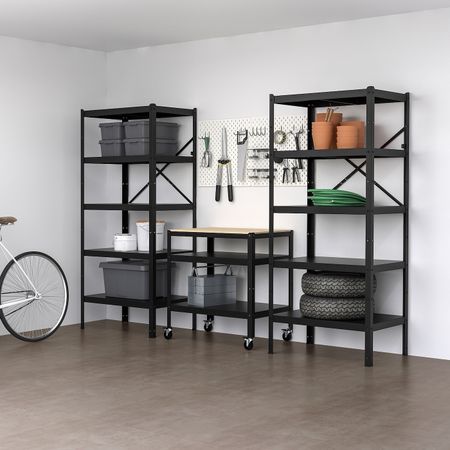 Комбинация с полками/тележкой 255x54x190 см IKEA BROR БРУР 592.756.72