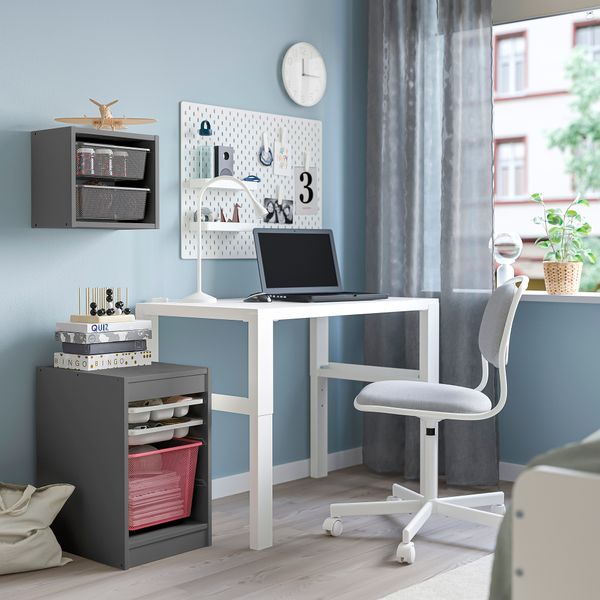 Комбинация с контейнером и лотками, серый серый, светло-красный, 34x44x56 см IKEA TROFAST ТРУФАСТ 795.150.77 - фото 3