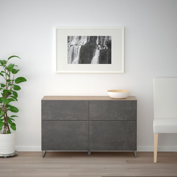 Комбинация для хранения с дверцами/ящ, под беленый дуб КЭЛЛЬВИКЕН/СУЛАРП/темно-серый под бетон 120x40x74 см IKEA BESTÅ БЕСТО - фото 3