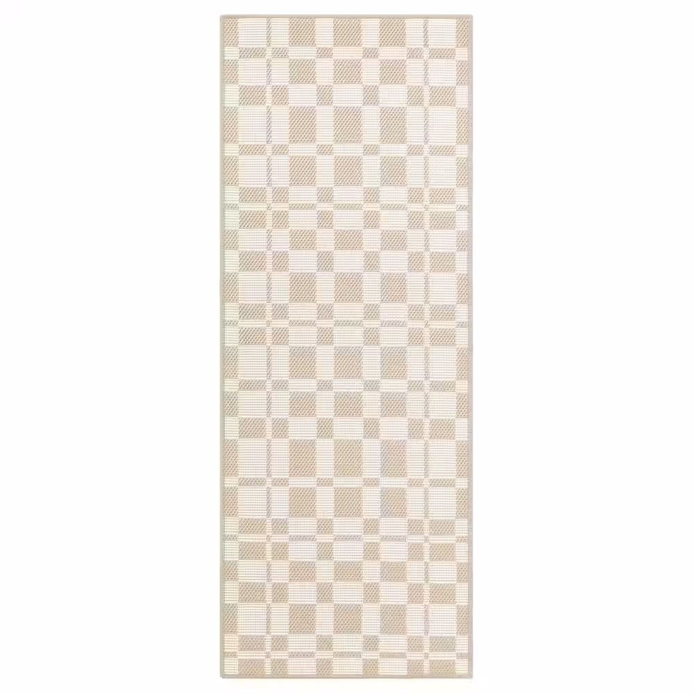 NATTÅG Кухонная коврик - бежевый/клетка 45x120 см - фото 1