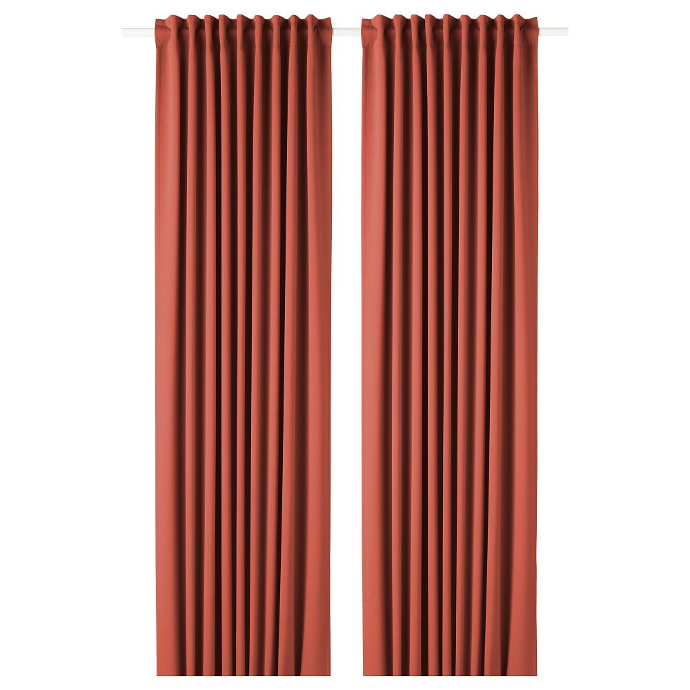 Гардины, блокирующие свет, 1 пара МАЙГУЛЛ, оранжевый (145x300 см) - фото 1