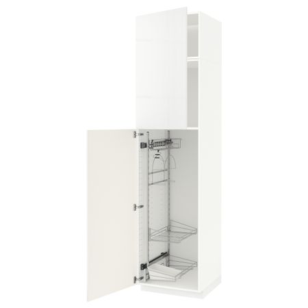 Высокий шкаф с отделением для аксессуаров для уборки, 60x60x240 cm IKEA METOD МЕТОД 094.588.67