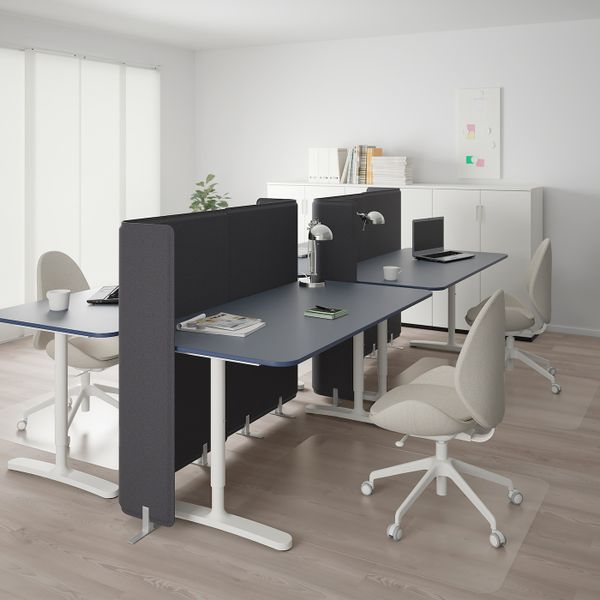 Стол с экраном, линолеум синий, белый 320x160 120 см IKEA БЕКАНТ 992.882.10 - фото 2