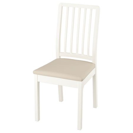 Стул, белый/Хакебу бежевый IKEA EKEDALEN ЭКЕДАЛЕН 394.293.88