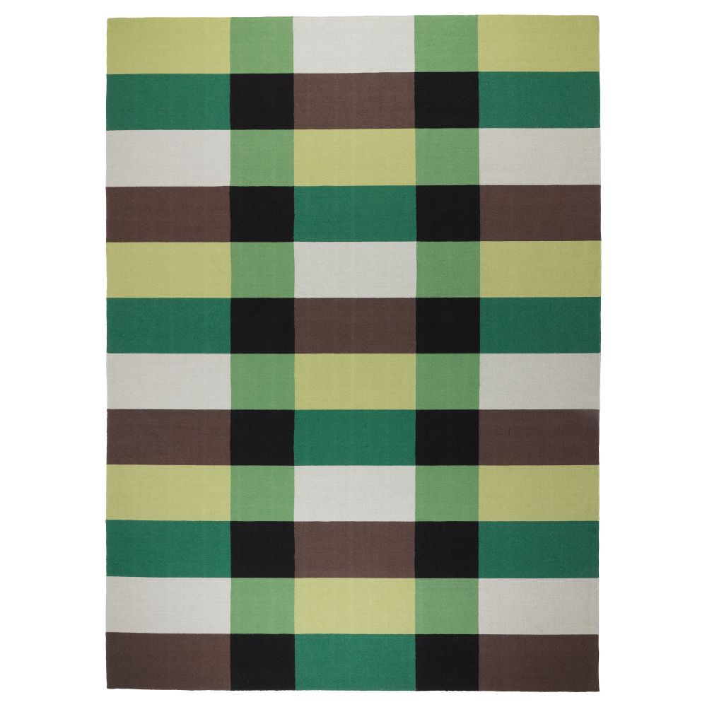 Ковер, безворсовый СТОКГОЛЬМ, в клетку ручная работа, зеленый в клетку зеленый (250x350 см) - фото 1