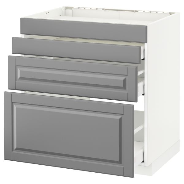 Напольный шкаф для духовки, 4фасада, 3 ящика МЕТОД / МАКСИМЕРА, белый, Будбин серый - схема-чертеж с размерами