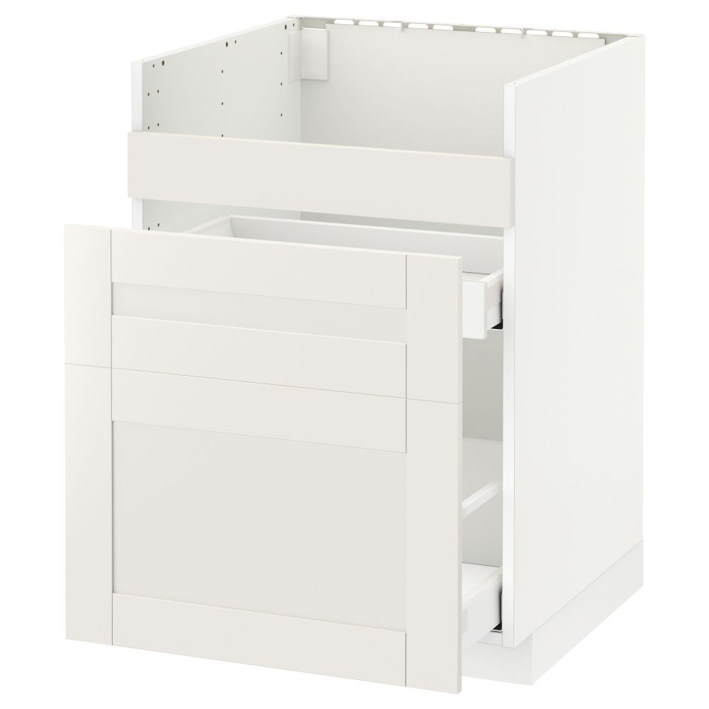 Напольный шкаф под мойку ДУМШЁ, 3 фасада, 2 ящика МЕТОД / МАКСИМЕРА, белый, Сэведаль белый - схема-чертеж с размерами