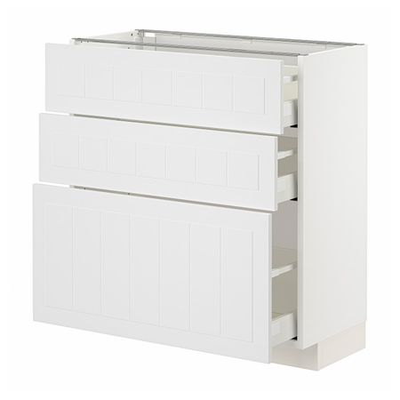 Напольный шкаф с 3 ящиками, белый/Стенсунд белый 80x37 см IKEA METOD МЕТОД / MAXIMERA МАКСИМЕРА 694.097.32