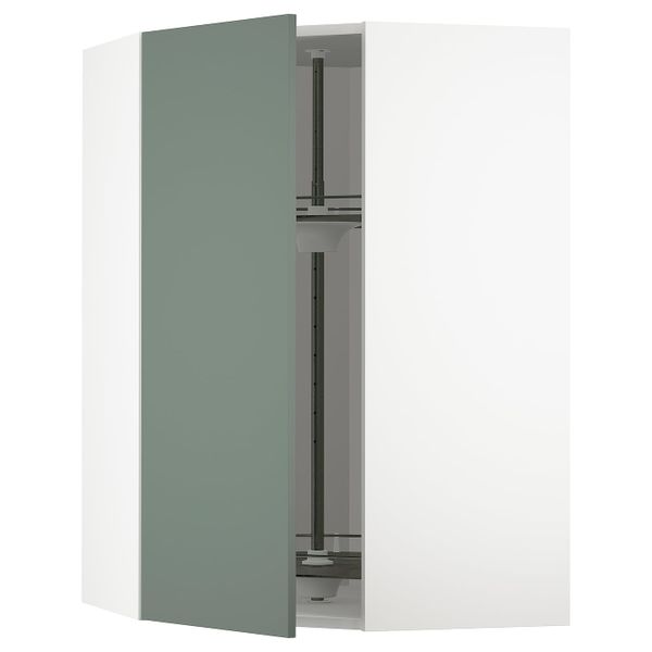 Угловой навесного шкаф с вращающейся секц, белый/Бодарп серо-зеленый 68x100 см IKEA METOD МЕТОД 193.177.25 - фото 1