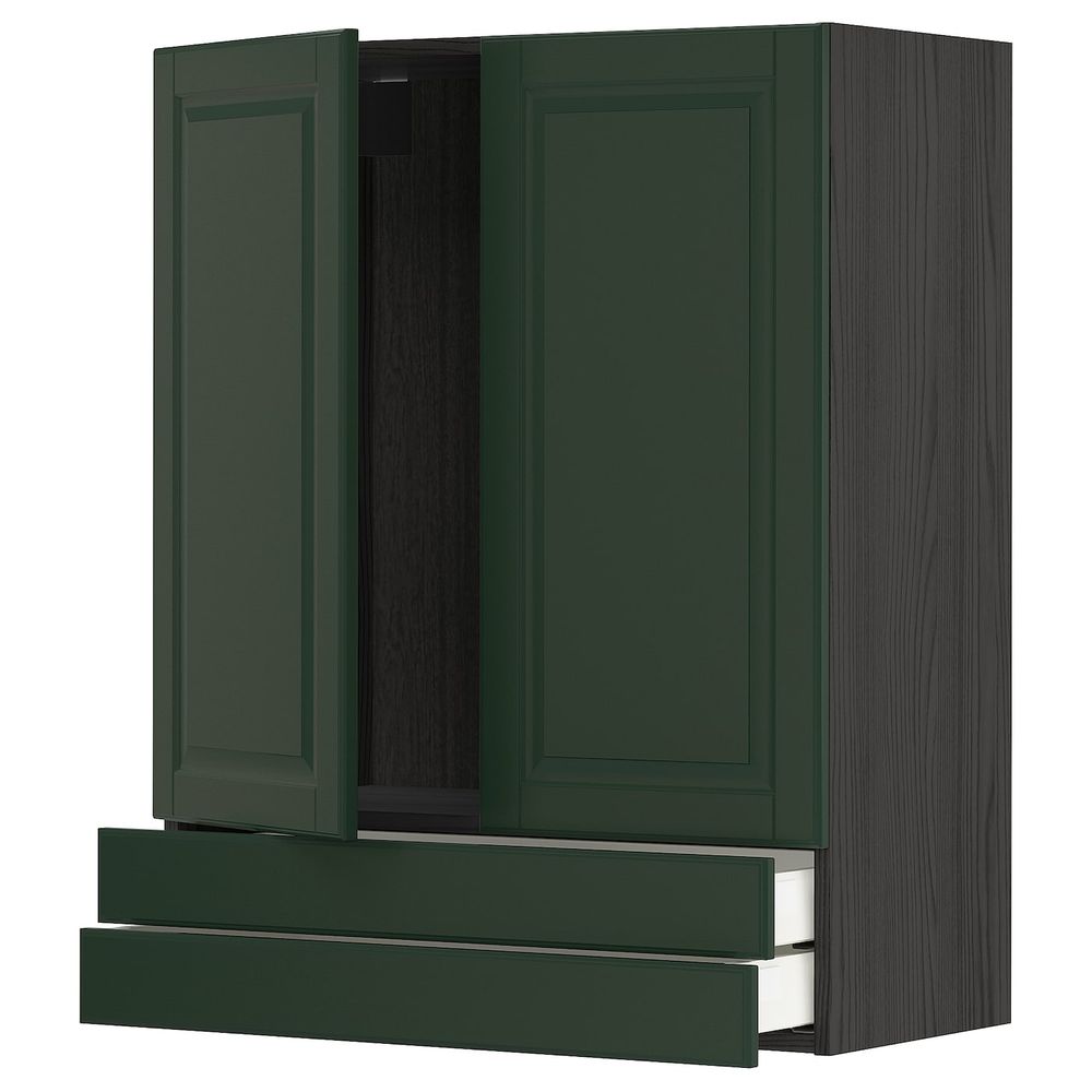 Навесной шкаф/2дверцы/2ящика, черный/Будбин темно-зеленый 80x100 см IKEA МЕТОД / МАКСИМЕРА 893.134.32 - схема-чертеж с размерами