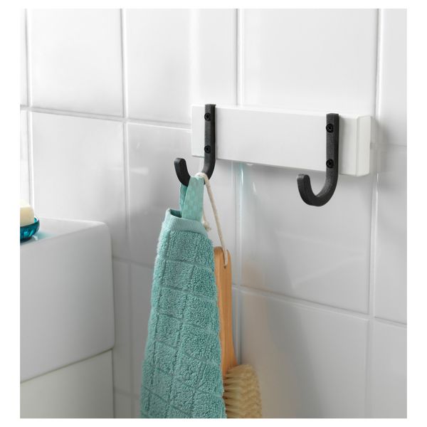 Вешалка для полотенец с 2 крючками ХЭЛМАРЕН, белый - схема-чертеж с размерами
