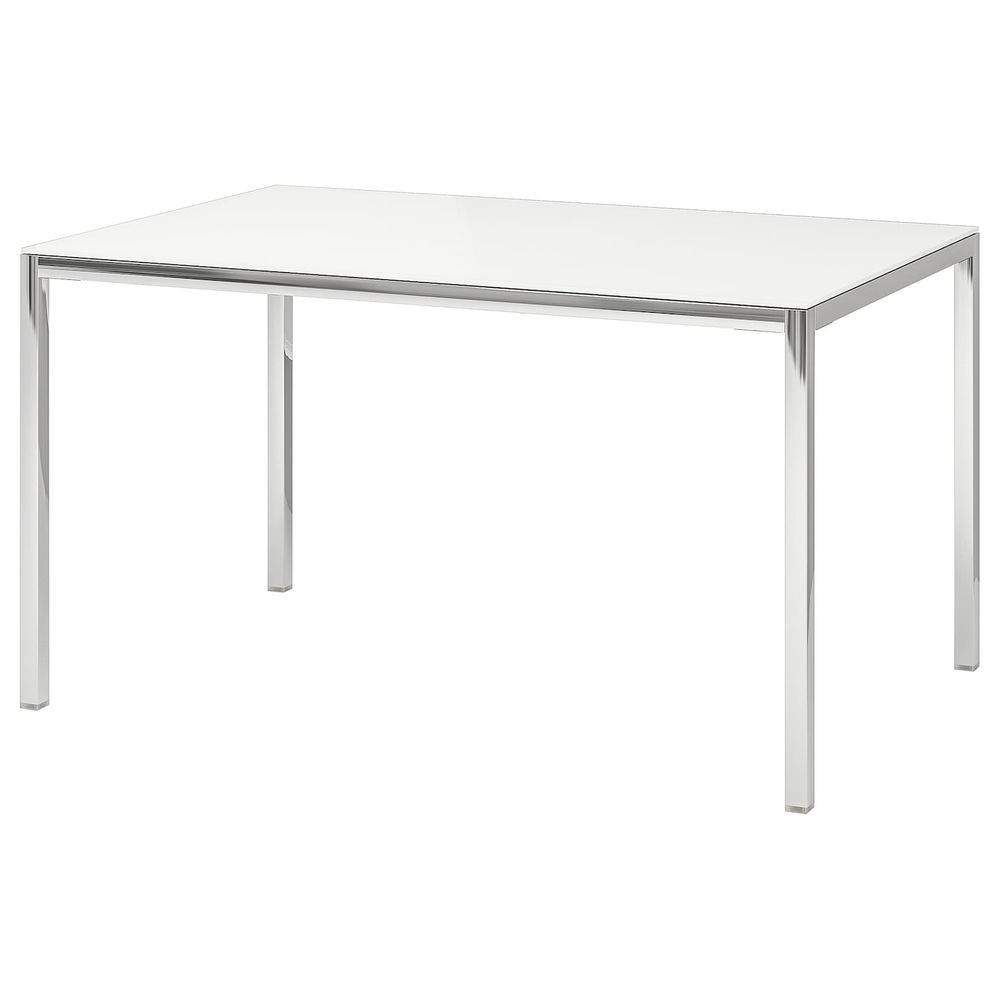 Стол, хромированный/стекло белый 120x70 см IKEA TORSBY ТОРСБИ 490.996.22 - фото 1