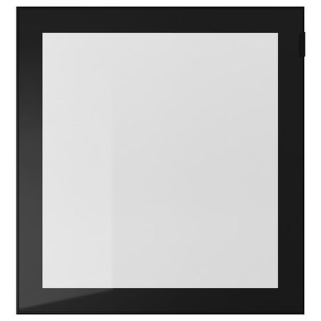GLASSVIK Стеклянная дверь - чёрный/прозрачное стекло 60x64 см