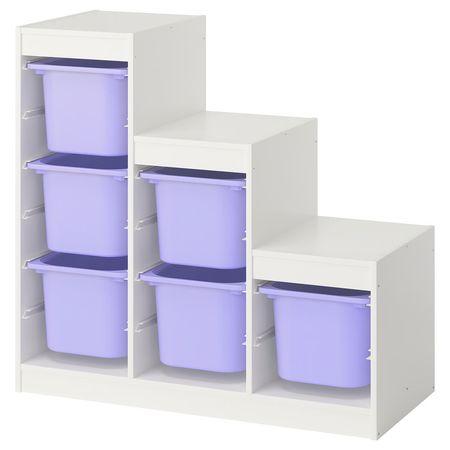 TROFAST Комбинация д/хранения+контейнеры - белый/сиреневый 99x44x94 см