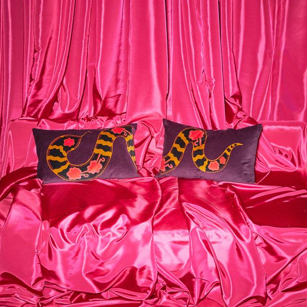 Чехол на подушку, рисунок «змея» фиолетовый 40x65 см IKEA KARISMATISK КАРИСМАТИСК 204.991.64 - схема-чертеж с размерами